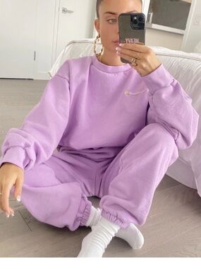 Heavy Manners Lavender Oversized Crewneck Sweatshirt